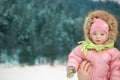 Winter portrait of a girl with Down syndrome