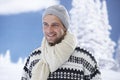 Winter portrait of happy young man Royalty Free Stock Photo