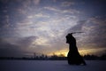 Winter portrait japanese ninja