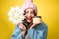 Winter portrait of woman with facial cream Royalty Free Stock Photo