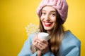 Winter portrait of woman with facial cream Royalty Free Stock Photo