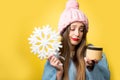 Winter portrait of woman with facial cream Royalty Free Stock Photo