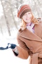 Winter portrait of young woman Royalty Free Stock Photo