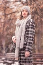 Winter portrait young woman standing outdoors Royalty Free Stock Photo