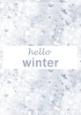 Winter postcard layouts in blue with an inscription. Royalty Free Stock Photo