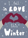 Winter Poster. Clothes postcard. Season lettering. Royalty Free Stock Photo