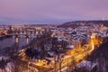 Winter in Prague - bridges on Vltava River Royalty Free Stock Photo