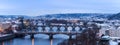 Winter in Prague - bridges on Vltava River Royalty Free Stock Photo