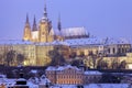 Winter in Prague - city panorama with St. Vitus Cathedral