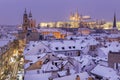 Winter in Prague - city panorama with St. Vitus Cathedral and St Royalty Free Stock Photo