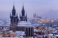 Winter in Prague - city panorama Royalty Free Stock Photo