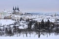 Snowy Prague Castle panorama stock images