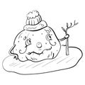 Pumpkin Snowman with Hat Halloween Coloring Page or Book