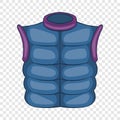 Winter quilted waistcoat icon, cartoon style