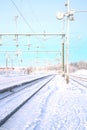 Winter Railroad Landscape Royalty Free Stock Photo