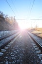 Winter railroad landscape Royalty Free Stock Photo