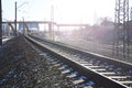 Winter railroad landscape Royalty Free Stock Photo