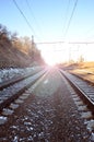 Winter railroad landscape Royalty Free Stock Photo