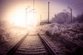 Winter railroad landscape Royalty Free Stock Photo