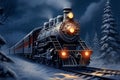 Winter railway 3D digital painting captures steam locomotive in snowy woods