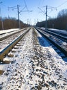 Winter railway leading in different directions