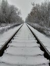 Winter railway under the snow