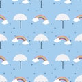 Winter rainbow umbrella seamless vector pattern design Royalty Free Stock Photo