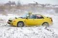 Winter Rally. Subaru Impreza wrx. Royalty Free Stock Photo