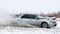 Winter Rally. Subaru Impreza wrx. Royalty Free Stock Photo