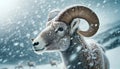 Winter Ram Mountain Sheep Bighorn Wilderness Wildlife Snowy Rocky Mountains Canada AI Generated