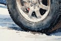 Winter-ready wheels with snow tires for challenging weather conditions