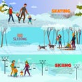 Winter Recreation Banners Set Royalty Free Stock Photo