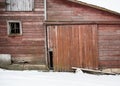 Winter red barn Royalty Free Stock Photo