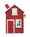 Winter red bricks house clip art