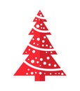 Winter Red Christmas Tree Icon Flat Style Garlands Royalty Free Stock Photo