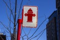 Winter red fire hydrant sign Royalty Free Stock Photo