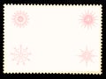 Winter red white Christmas, Happy New Year holiday background with snowflakes. Postage stamp revers