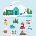 Winter related icons and illustrations