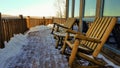 Winter relaxation cabin balcony deck chairs.