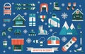 Winter Resort Sports Gear Icon Set