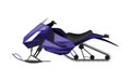 Winter ride on snowmobile. Motor sled, vehicle for extreme travelling on snow and ice, winter recreation. Vector