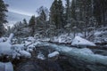 Winter river in Capcir, Cerdagne, Pyrenees, France Royalty Free Stock Photo