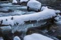 Winter river in Capcir, Cerdagne, Pyrenees, France Royalty Free Stock Photo