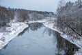 Winter river with ice flowing Royalty Free Stock Photo