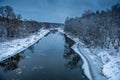 Winter river landscape, low light Royalty Free Stock Photo