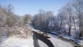 Winter river. Sunny frosty day.