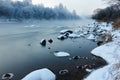 The winter river sunrise