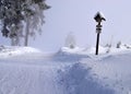 Winter road with directional signs Royalty Free Stock Photo