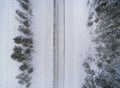 Winter road landscape - Aerial view
