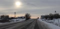 Winter road passing through the countryside